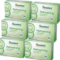 Himalaya Refreshing Cucumber Cleansing Bar, Face and Body Soap for Soft Skin, 4.41 oz, 6 Pack