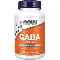 NOW Foods Supplements, GABA (Gamma-Aminobutyric Acid) 750 mg, Neurotransmitter Support*, 100 Veg Capsules