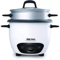 Aroma Housewares 6-Cup (Cooked) (3-Cup Uncooked) Pot Style Rice Cooker and Food Steamer (ARC-743-1NG), White