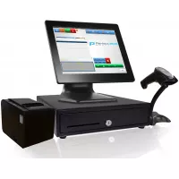 Sistema de punto de venta al por menor: incluye PC con pantalla táctil, software POS (POS al por menor), impresora de recibos, escáner, cajón de caja registradora, pantalla trasera integrada de matriz de puntos