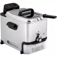 T-fal Deep Fryer with Basket, Stainless Steel, Easy to Clean Deep Fryer, Oil Filtration, 2.6-Pound, Silver, Model FR8000