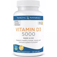 Nordic Naturals Vitamin D3 5000, Orange - 5000 IU Vitamin D3 - 120 Mini Soft Gels - Supports Healthy Bones, Mood & Immune System Function - Non-GMO - 120 Servings