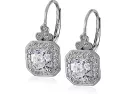 Platinum Or Gold-plated Sterling Silver Swarovski Zirconia Asscher-cut Antique Drop Earrings