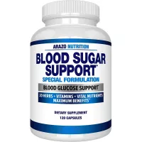 Blood Sugar Support Supplement - 20 Herbs & Multivitamin for Blood Sugar Control with Alpha Lipoic Acid & Cinnamon - 120 Pills - Arazo Nutrition