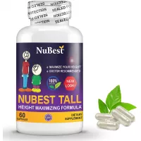 NuBest Tall 60 Capsules - Maximum Natural Height Growth Formula - Herbal Peak Height Pills - Grow Taller Supplement - Doctor Recommended - for People Who Don’t Drink Milk Daily