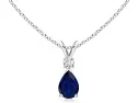 Collar Con Colgante De Lágrima De Zafiro Azul De Septiembre Para Mujer Con Diamante En Oro Blanco De 14 Quilates (zafiro Azul De 0.236 X 0.157 In)