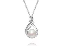 Keeteen 10mm Infinity Sterling Silver Pearl Pendant Necklace For Women 18 Inch