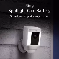 Ring Spotlight Cam Battery HD Security Camera with Built Two-Way Talk and a Siren Alarm, White, Works with Alexa