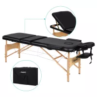 Naipo Portable Massage Table Professional Adjustable Folding Bed with 3 Sections Wooden Frame Ergonomic Headrest and Carrying Bag for Therapy Tattoo Salon Spa Facial Treatment
