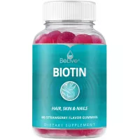 Biotin Gummies 10,000mcg Highest Potency, Hair Growth, Supports Healthier Hair, Skin and Nail, Vegan, Pectin Based, Strawberry Flavor, 80 Count