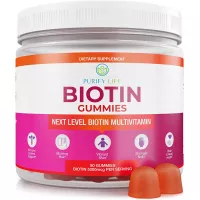 Anti Aging Biotin Gummies for Hair Growth, Skin, and Stronger Nails |Bulk - 90 Gummies| Pectin-Based Multivitamin Supplement for Men and Women with Vitamin A, B6, B12, C, D6, E, Zinc - 5000 Mcg