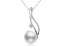 Chaulri - Collar Con Colgante De Perlas Blancas Cultivadas De 9 A 0.394 In, Plata De Ley 925 Chapada En Oro De 18 Quilates, Regalo Para Mujer, Esposa, Madre E Hija (blanco, Plata Chapada En Oro)