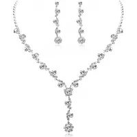 Udalyn - Conjunto de joyas para dama de honor para mujer, collar y pendientes para boda con pulsera de cristal
