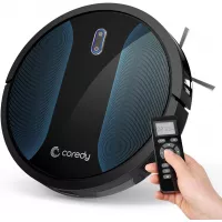 Coredy Robot Vacuum Cleaner, Fully Upgraded, Boundary Strip Supported, 360° Smart Sensor Protection, 1400pa Max Suction, Super Quiet, Self-Charge Robotic Vacuum, Cleans Pet Fur, Hard Floor to Carpet