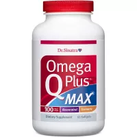 Dr. Sinatra’s Omega Q Plus MAX – Advanced Heart Health and Healthy Aging Support for Healthy Cholesterol, Blood Pressure, Triglycerides, Blood Sugar with 100mg of CoQ10 and Turmeric (60 softgels)