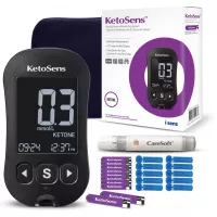 KetoSens Blood Ketone Monitoring Starter Kit - Ideal for Keto Diet. Includes Meter, 10 Test Strips, 10 Lancets, Lancing Device & Case