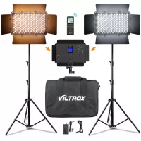 VILTROX VL-S192T LED Video Light,45W/4700LM LED Video Lighting Kit Dimmable Bi-Color 3300K-5600K LED Light Panel with Stand and Bag for Studio Photography Yutube, 2.4G Wireless Remote