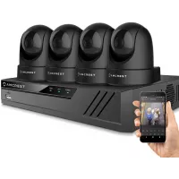 Amcrest 4MP Security Camera System w/ 4K 8CH NVR, (4) x 4-Megapixel Dome WiFi IP Cameras, Pan/Tilt Surveillance, Dualband 5ghz / 2.4ghz, Two-Way Audio, NV4108-IP4M-1051B4 (Black)