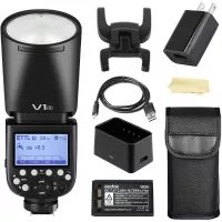 Godox V1-N Round Head Flash Speedlight Compatible for Nikon Cameras,76Ws GN92 2.4G TTL 1/8000s High-Speed Sync,with 2600mAh Lithimu Battery