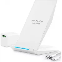 NANAMI Fast Wireless Charger, Qi Certified Charging Stand[with QC3.0 Adapter] 7.5W Compatible iPhone 12/SE 2020/11 Pro/XS Max/XR/X/8 Plus,10W for Samsung Galaxy S20+/S10/S9/S8/S7/Note 20Ultra/10/9/8/5