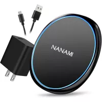 NANAMI Fast Wireless Charger, 7.5W Qi-Certified Charging Pad [with QC3.0 Adapter] Compatible iPhone 12/SE 2020/11 Pro/XS Max/XR/X/8 Plus/Airpods 2,10W for Samsung S20+/S10/S9/S8/S7/Note 20Ultra/10/9/8