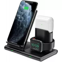 Hoidokly Wireless Charger 3 in 1 Charging Station Dock for Apple Watch Series 6/SE/5/4/3/2, Airpods Pro/2, 7.5W Qi Fast Wireless Charging Stand for iPhone 11 Pro Max/SE 2020/XS Max/XR/XS/X/8/8 Plus