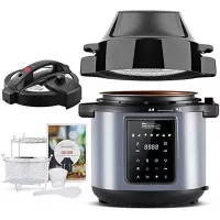 MICHELANGELO 6 QT Pressure Cooker Air Fryer Combo, All-in-1 Pressure Cooker with Air Fryer - Two Detachable Lids for Pressure Cooker, Pressure Fryer, Air Fryer, Rice,Slow Cooker,Steamer & Warmer - 6 Quart