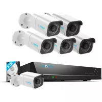 Reolink H.265 4K PoE Security Camera System, 6pcs 8MP Wired PoE IP Cameras, 8CH NVR Recorder with 2TB HDD, Home Business Surveillance Kit for Outdoors/Indoors, 100ft Night Vision, RLK8-800B6