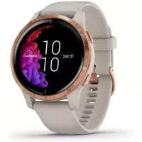 Garmin Venu, GPS Smartwatch with Bright Touchscreen Display, Features Music, Body Energy Monitoring, Animated Workouts, Pulse Ox Sensor and More, Rose Gold with Tan Band