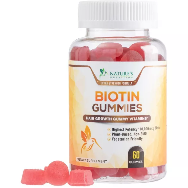 Biotin Gummies 10,000mcg Extra Strength Formula For Hair, Skin, And Na..