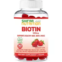 Vegan High Potency Hair Growth Biotin Gummies by SHIFAA NUTRITION - Hair Skin and Nails Vitamins for Women, Kids, Men - Gummy Vitamins Prevents Hair Loss - 5000 mcg Non-GMO - Halal Vitamins 90 Count