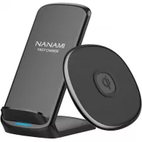 NANAMI Fast Wireless Charger [2 Pack], Qi-Certified 15W Max Charging Stand Pad Bundle,Compatible iPhone 12/12 Mini/SE/11/11 Pro/XS Max/XR/X/8 Plus,Samsung Galaxy S20/S10/S9/S8/Note 10+/9/8,AirPods Pro