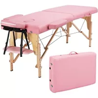 Yaheetech Fold Up Massage Spa Bed Facial Tattoo Salon Bed 2 Folding Massage Table Pink