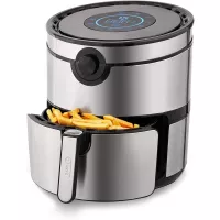 Dash DFAF600GBSS01 AirCrisp Pro Electric Air Fryer + Oven Cooker with Digital Display + 8 Presets, Temperature Control, Non Stick Fry Basket, Recipe Guide + Auto Shut Off Feature, 6qt, Stainless Steel
