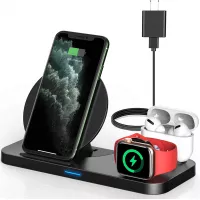 Powlaken 3 in 1 Wireless Charger, Wireless Charging Station Compatible for Apple iWatch Series SE 6 5 4 3 2 1, AirPods Pro 2, Wireless Charging Stand Dock for iPhone 11, 11 Pro Max, XR, XS, X