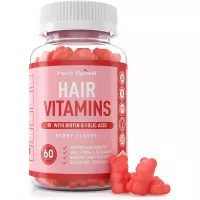 Premium Hair Vitamins Supplement - Gummy Vitamins w/ Biotin, Folic Acid, Vitamins A & D - Supports Faster Hair Growth and Promotes Healthy Hair, Skin, and Nails - 60 Non-GMO Berry Flavored Gummies