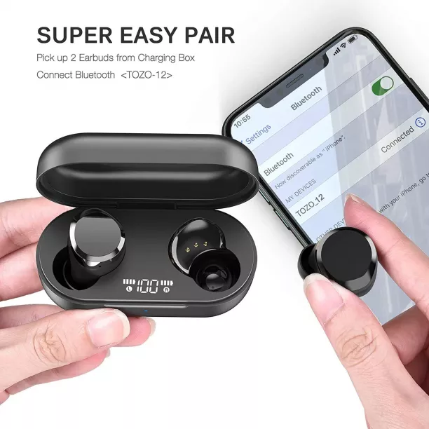 TOZO T12 Wireless Earbuds Bluetooth Headphones Premium Fidelity