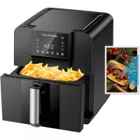 Elechomes AG61B Air Fryer 6.3 Quart, Double Fan Design for Rapid Evenly Heating, Electric Oilless Cooker with Free 120 Recipes Book, LED Digital Touchscreen with 6 Smart Presets, Auto Shut Off, Dishwasher-Safe Nonstick Basket, ETL Listed
