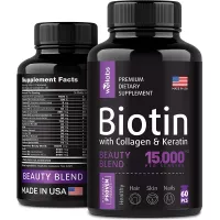 Biotin, Keratin & Collagen Pills - Marine Collagen & Biotin Vitamins for Hair, Skin, and Nails - Made in The USA - Collagen Peptides, Keratin & Biotin Supplement for Nail & Hair Growth