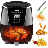 NAVU Digital Air Fryer 3.2QT/3L, 1500-Watt Compact Hot Air Fryers Oven and Oilless Cooker with Adjustable Temperature and Timer Function for Frying, Roasting, Baking and Grilling