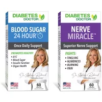 Diabetes Doctor Bundle Pack - 24 Hour Blood Sugar Daily Support & Nerve Miracle - Supports Healthy A1C, Insulin Function, Organ Health, & Nerves
