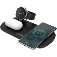 Newdery Upgraded 3 in 1 Wireless Charging Stand, Wireless Charger for Galaxy Watch Active1/2, Galaxy Buds, Qi Cableless Fast Charging Station for Samsung S20/Note20, AirPods 2/Pro, iPhone12 Pro Max