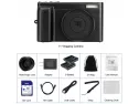 Digital Vlogging Camera Youtube Vlog Camera Hd 1080p 30fps 24mp Camcorder With 3.0" Ips Flip Screen, Wifi Function, Wide Angle Lens,16x Digital Zoom, 32gb Sd Card, 2 Batteries