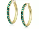 Lucky Brand Turquoise Set Beaded Hoop Earrings, Gold, One Size (jwel52..