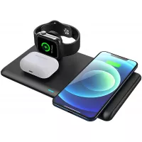 Wireless Charger,3 in 1 Fast Qi Wireless Charging Station for AirPods,Wireless Charging Stand for iWatch 6/5/4/3/2/iPhone 12/11/11 Pro/SE/X/XS/XR/XS Max/8/8 Plus,Wireless Charging pad for Samsung