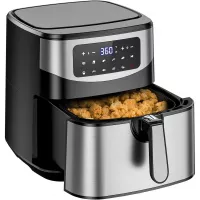 Acezoe 7.4 Quart Air Fryer, 9 Presets Electric Air Fryers Oven with Preheat, 1700-Watt Hot Air Fryers with LED Digital Touchscreen,Nonstick Basket, 23 Recipes, Stainless Steel Large Vortex Air Fryers