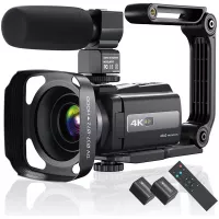 4K 60FPS Video Camera Camcorder Ultra HD 48MP YouTube Camera Vlogging WiFi Digital Camera Recorder IPS Touch Screen IR Night Shot Camcorder with Microphone, 2.4 G Remote, Stabilizer, Hood, Batteries