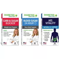 Diabetes Doctor Men's Health 3 in 1 Bundle - 24 Hour Blood Sugar Support, Mealtime Carb & Sugar Blocker, His Vitality - Blood Sugar & Insulin Support for Men
