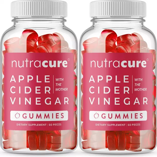(2-pack) Nutracure Apple Cider Vinegar Gummies For Detox, Cleanse &..