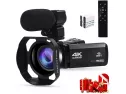 4k Camcorders Video Camera For Youtube, Ultra Hd 4k 48mp Camera Ips Touch Screen Ir Night Shot Digital Camera With Microphone, Wifi, 2.4 G Remote, Lens Hood, 2 Battery, Cattery Charger
